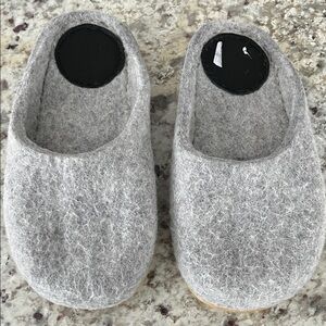 Cozy Gray Boiled Wool Slippers